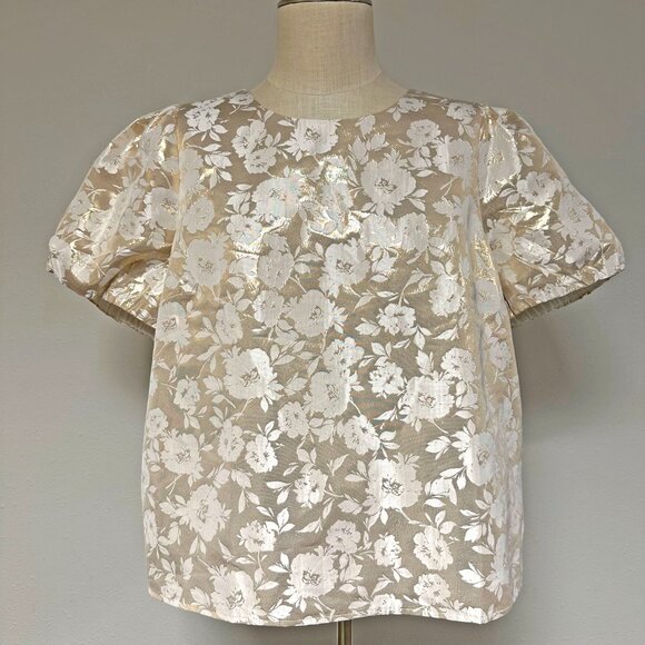 J.Crew Factory Jacquard Puff-Sleeve Top - Picture 4 of 12